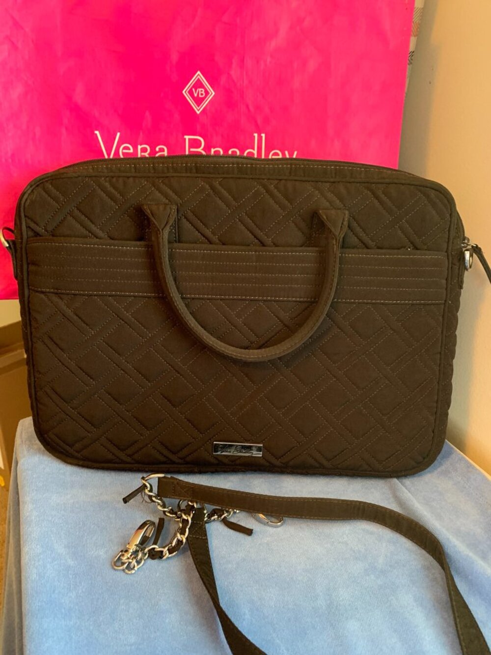 Vera Bradley Laptop bag brown espresso microfiber detachable shoulder strap